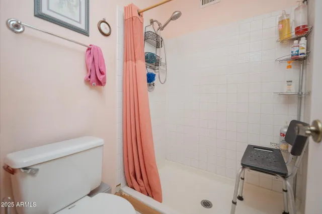 a white toilet sitting next to a bath tub