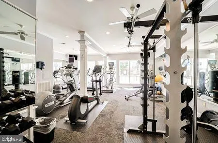 a view of a room with gym equipment