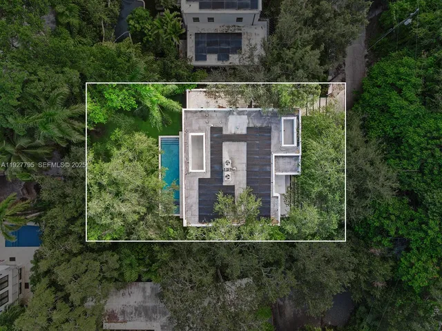 an aerial view of a house