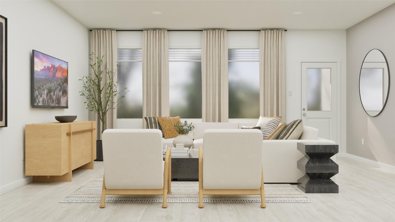 13312 Winton Drive Elgin, TX 78621 - Photo 19 of 35 a living room with furniture a large window and a chandelier