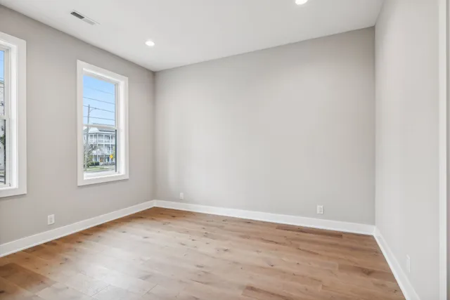 a view of an empty walk in closet