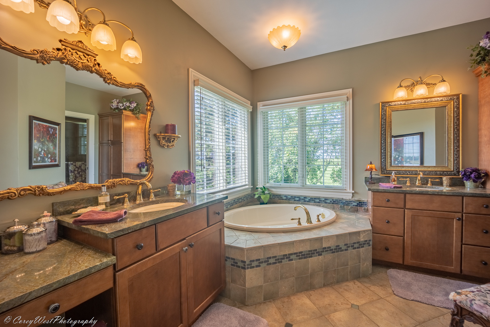 N307 Watson Road Maple Park, IL 60151 - Photo 25 of 65 a bathroom with a granite countertop tub sink and mirror