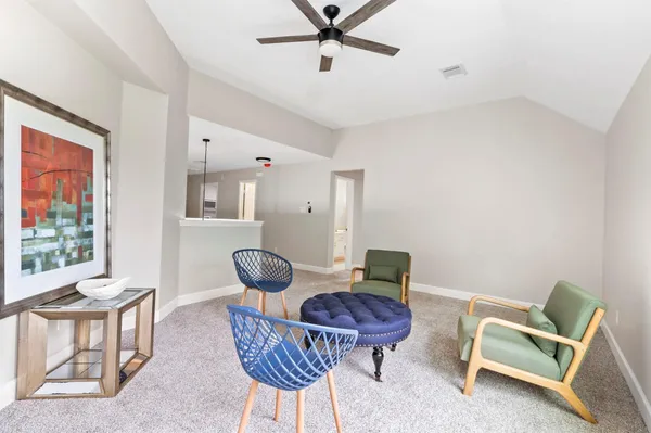 a living room with furniture