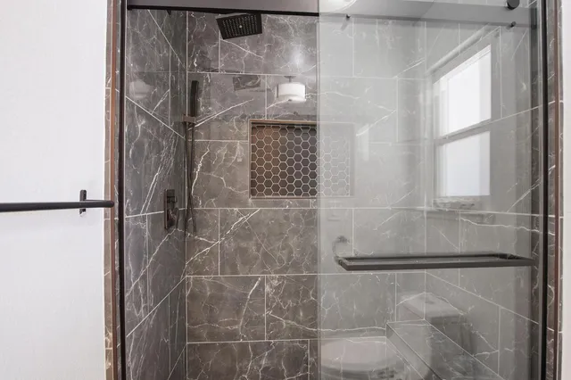 a bathroom with a shower