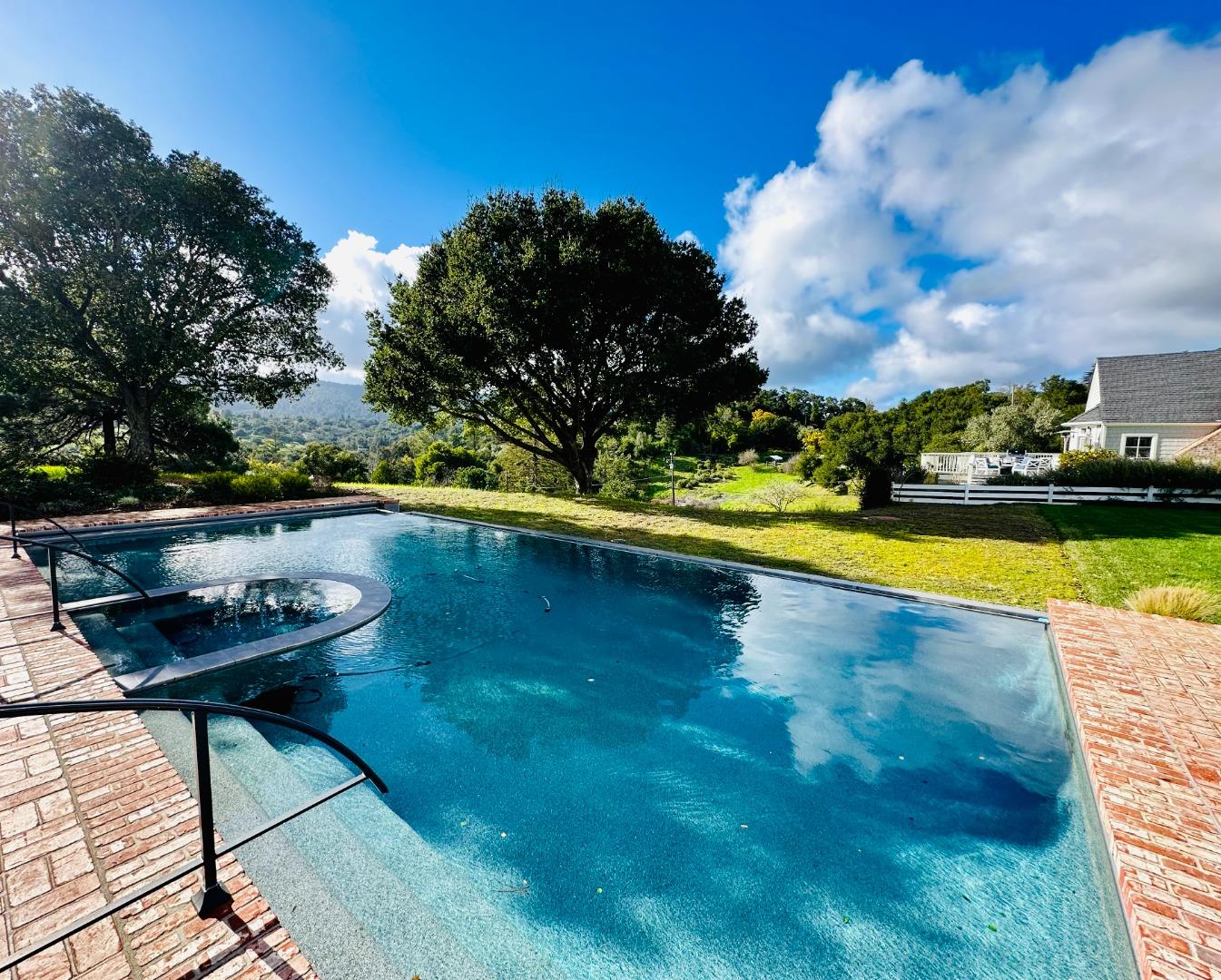 a view of a swimming pool and lounge chair