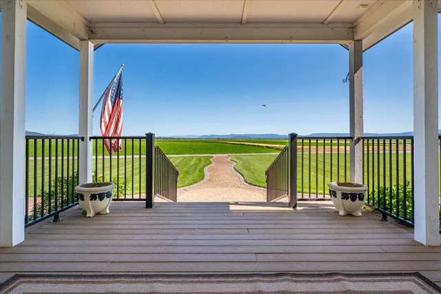 a view of an ocean and a mountain