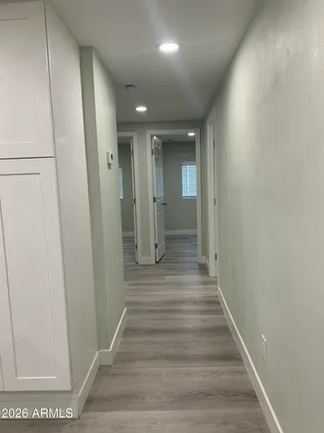 a view of a room that has a window