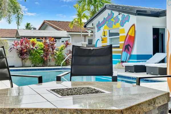 a outdoor space with furniture