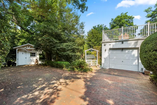 a balcony view with a garden