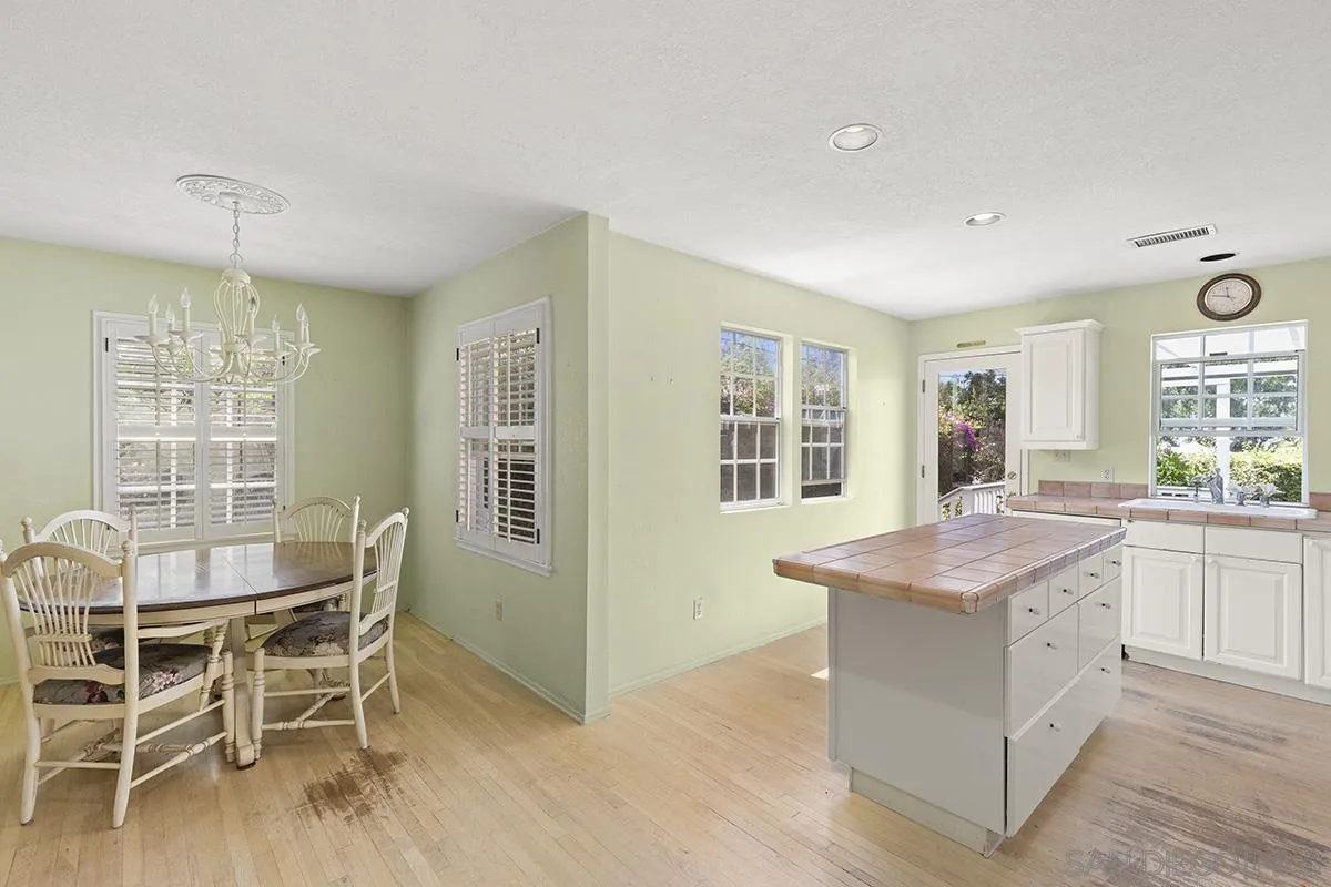 5532 Bellevue Avenue La Jolla, CA 92037 - Photo 9 of 26 a dining hall with stainless steel appliances granite countertop a kitchen island hardwood floor and a sink