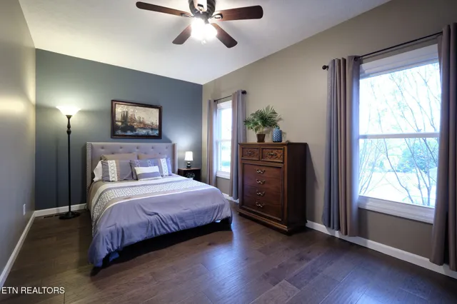 an empty room with windows