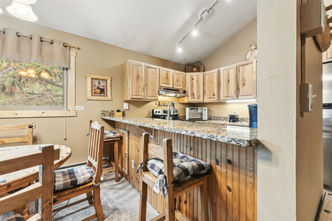 1937 Soda Ridge Road, Unit 1126 Keystone, CO 80435 - Photo 10 of 41 a kitchen with stainless steel appliances granite countertop a sink and cabinets