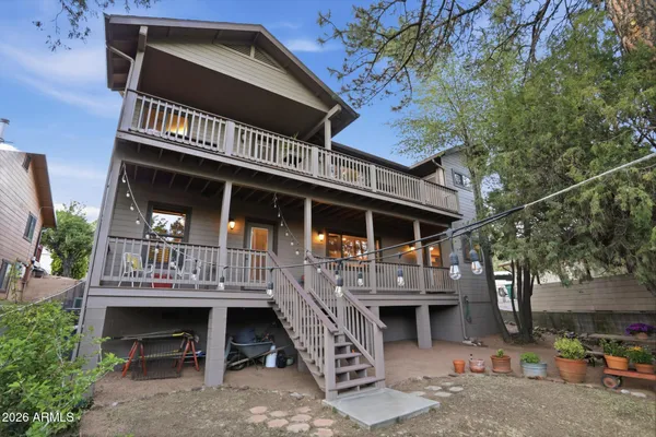 a front view of a house with a balcony