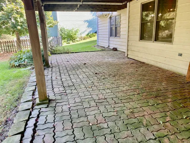 a view of a street from window