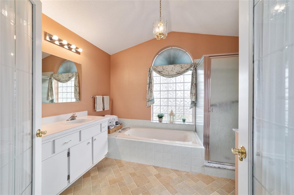 5245 Northwest 21st Loop Ocala, FL 34482 - Photo 16 of 26 a spacious bathroom with a tub sink and a mirror