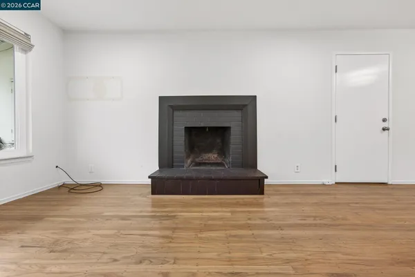 a living room with a fireplace