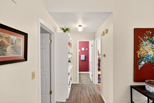 161 West 950 South, Unit Q1 St. George, UT 84770 - Photo 14 of 37 Hall featuring a textured ceiling and light wood-type flooring