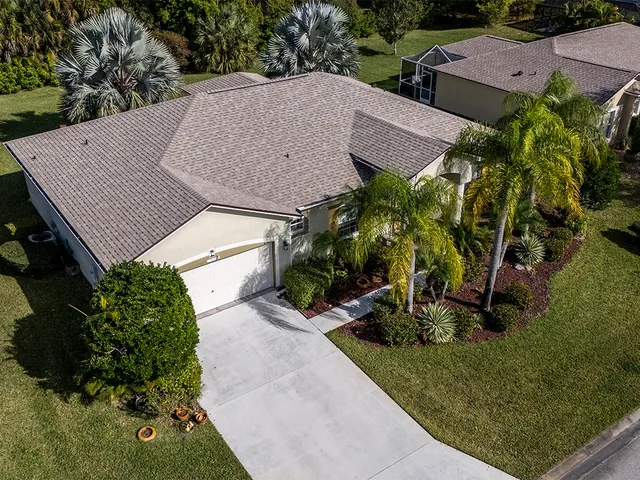 an aerial view of a house