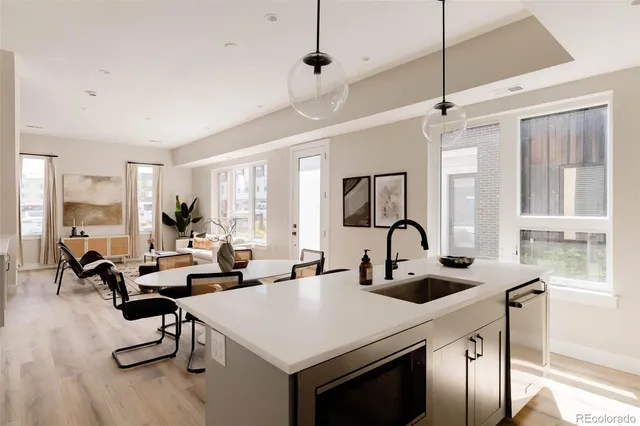 a view of a center kitchen island furniture and windows