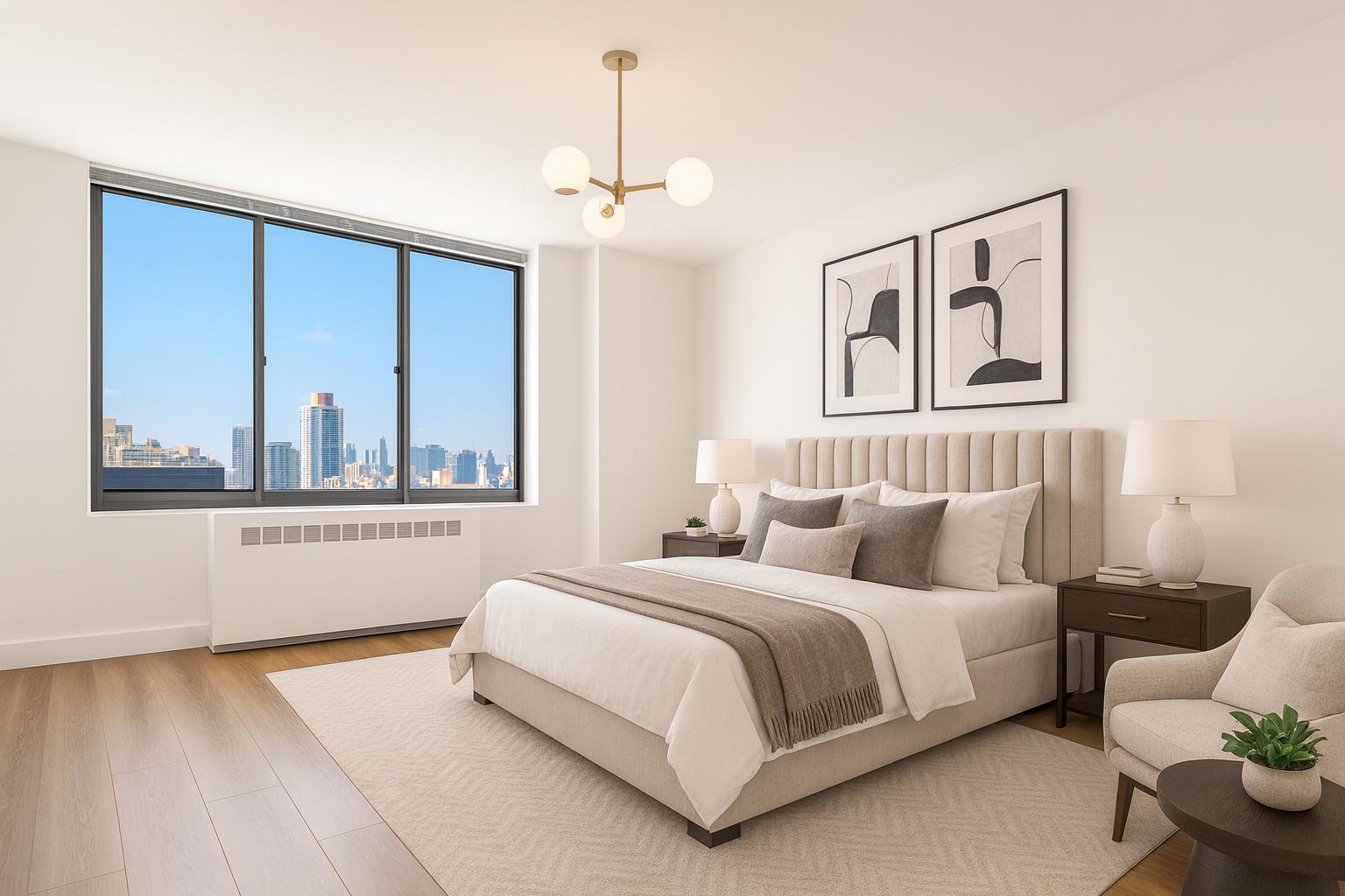 1735 York Avenue, Unit PH35D Manhattan, NY 10128 - Photo 2 of 24 a bedroom with bed and a window