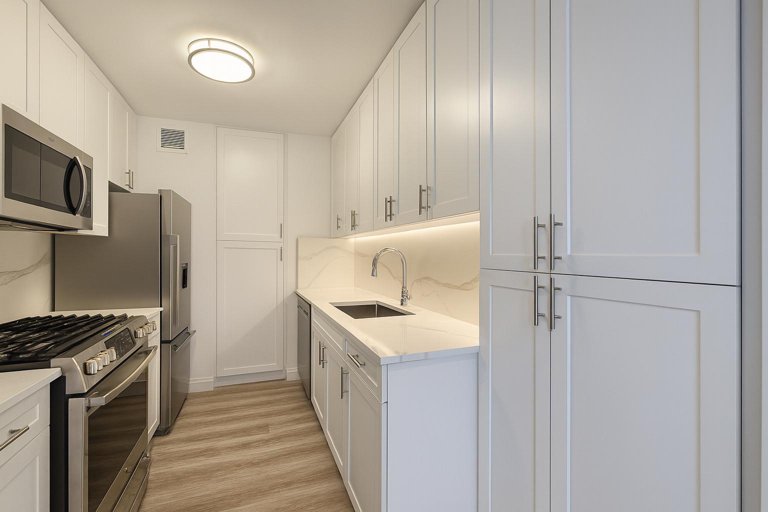 1735 York Avenue, Unit PH35D Manhattan, NY 10128 - Photo 3 of 24 a kitchen with a refrigerator sink and stove