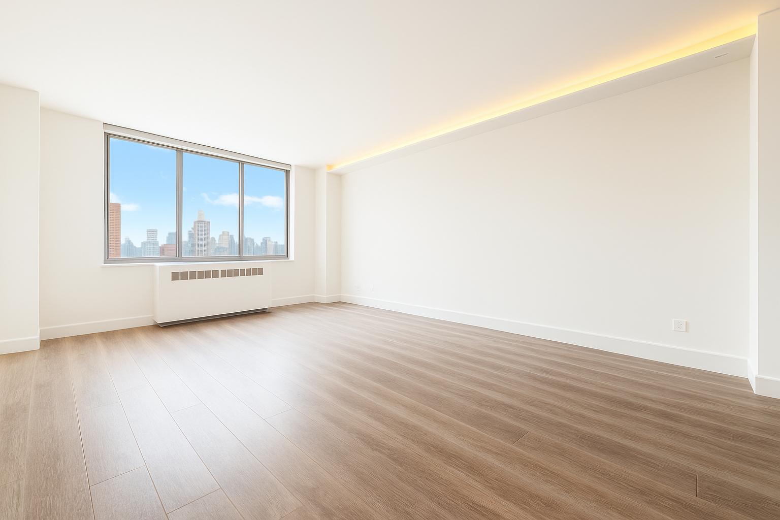1735 York Avenue, Unit PH35D Manhattan, NY 10128 - Photo 4 of 24 an empty room with wooden floor and windows