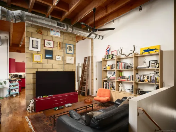 a living room with furniture