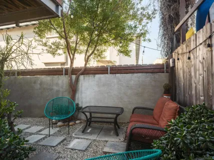 a table and chairs in a room