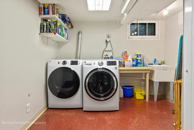 a utility room with dryer and washer