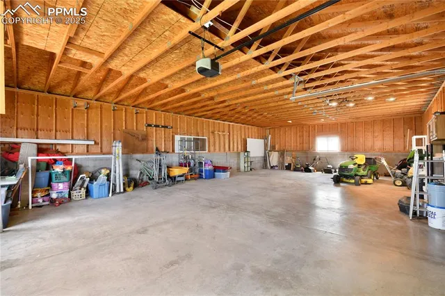a view of a garage with furniture