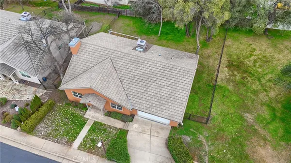 an aerial view of a house having outdoor space
