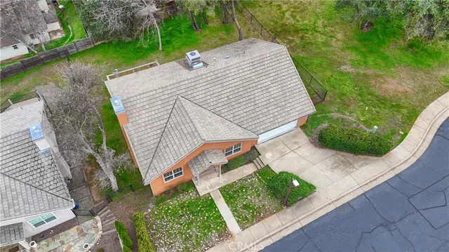 an aerial view of a house having outdoor space