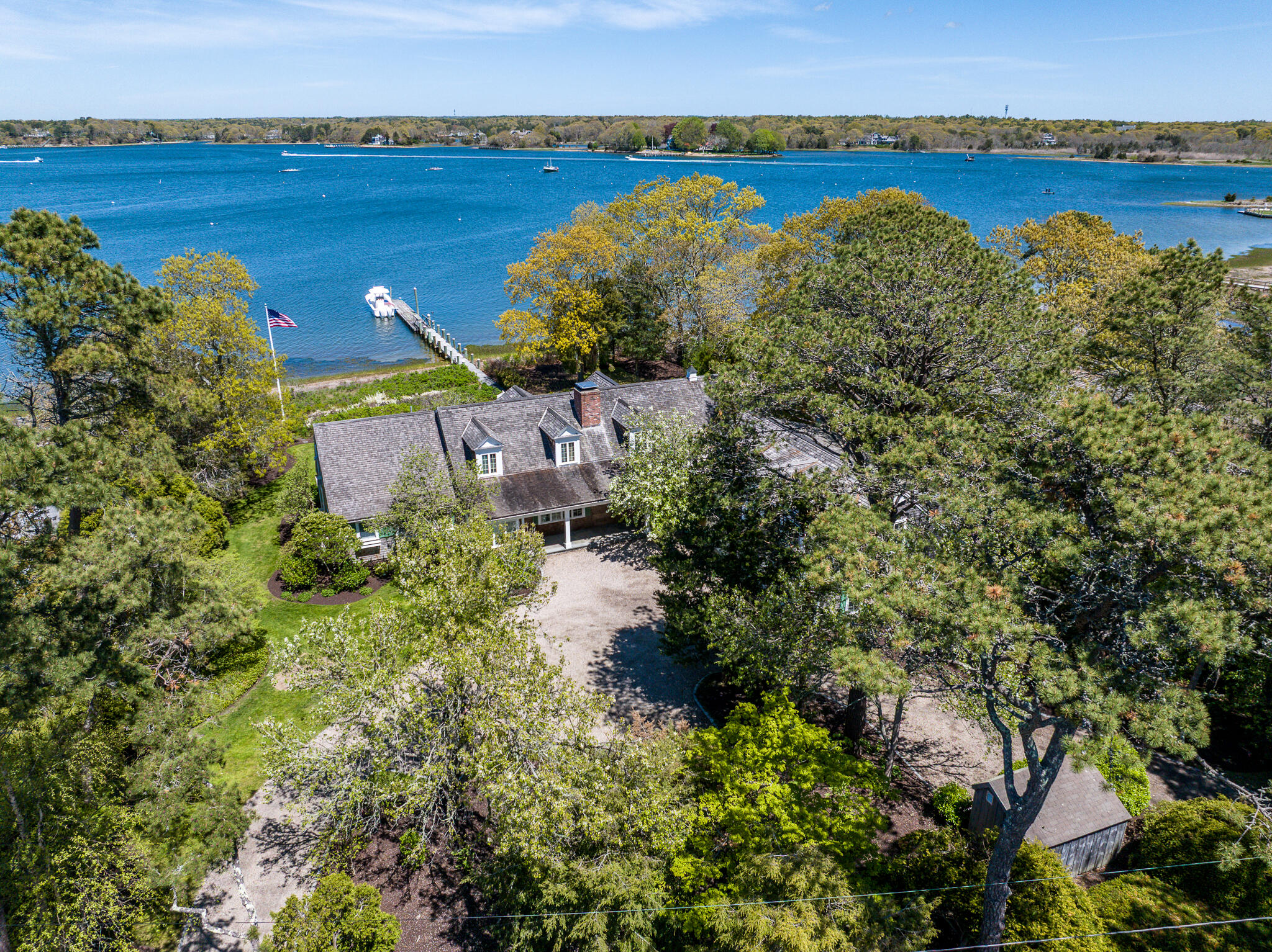 46 Great Bay Road Osterville, MA 02655 - Photo 52 of 54 an aerial view of a house with a lake view