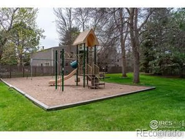 a view of a park with slide