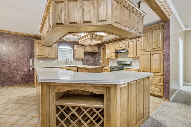 a kitchen with stainless steel appliances granite countertop a stove a sink dishwasher and a refrigerator