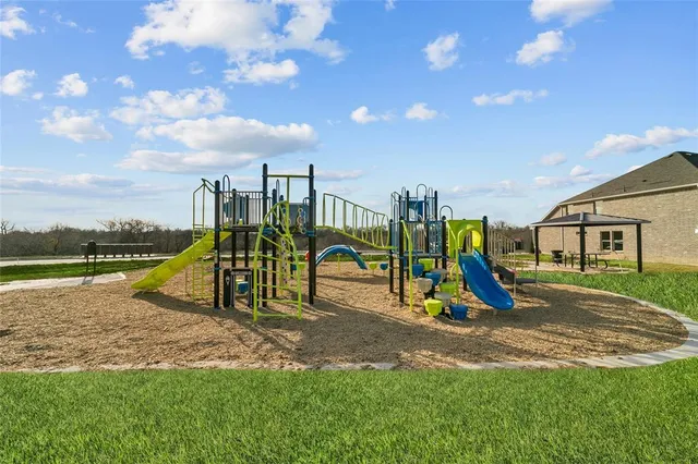 a view of a park with slide