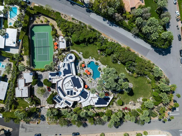 an aerial view of a house