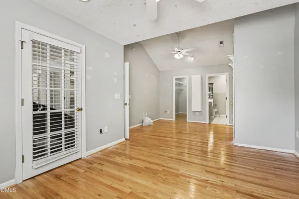 a view of entryway with wooden floor