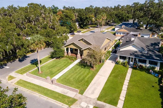 an aerial view of a house