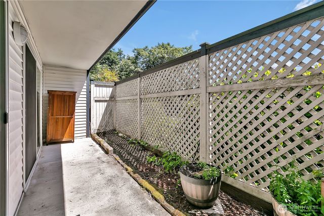 a bathroom with a sink a mirror and a potted plant