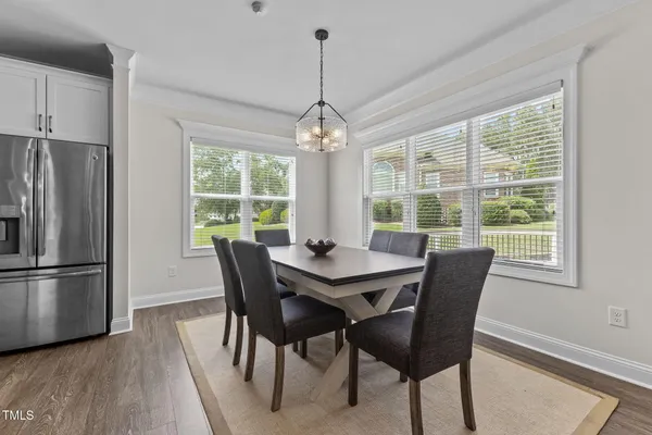 a view of a dining room and livingroom view