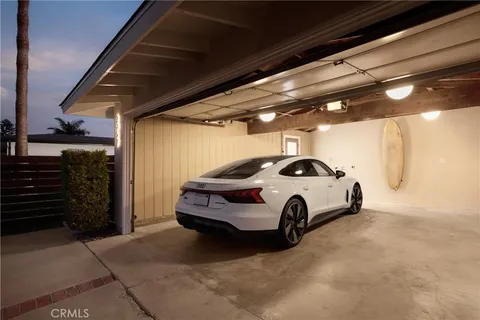 a car parked in a garage
