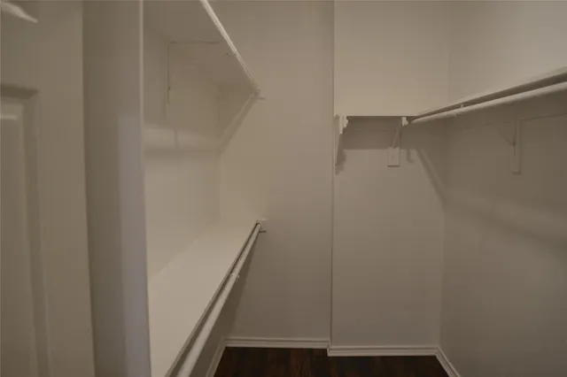 a view of a small space with a fan