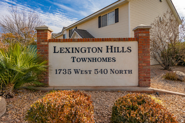 1735 West 540 North, Unit 1805 St. George, UT 84770 - Photo 63 of 64 Brick-clad monument sign with "Lexington Hills Townhomes" inscription