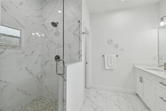 a bathroom with a shower