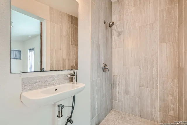 an empty room with a workbench