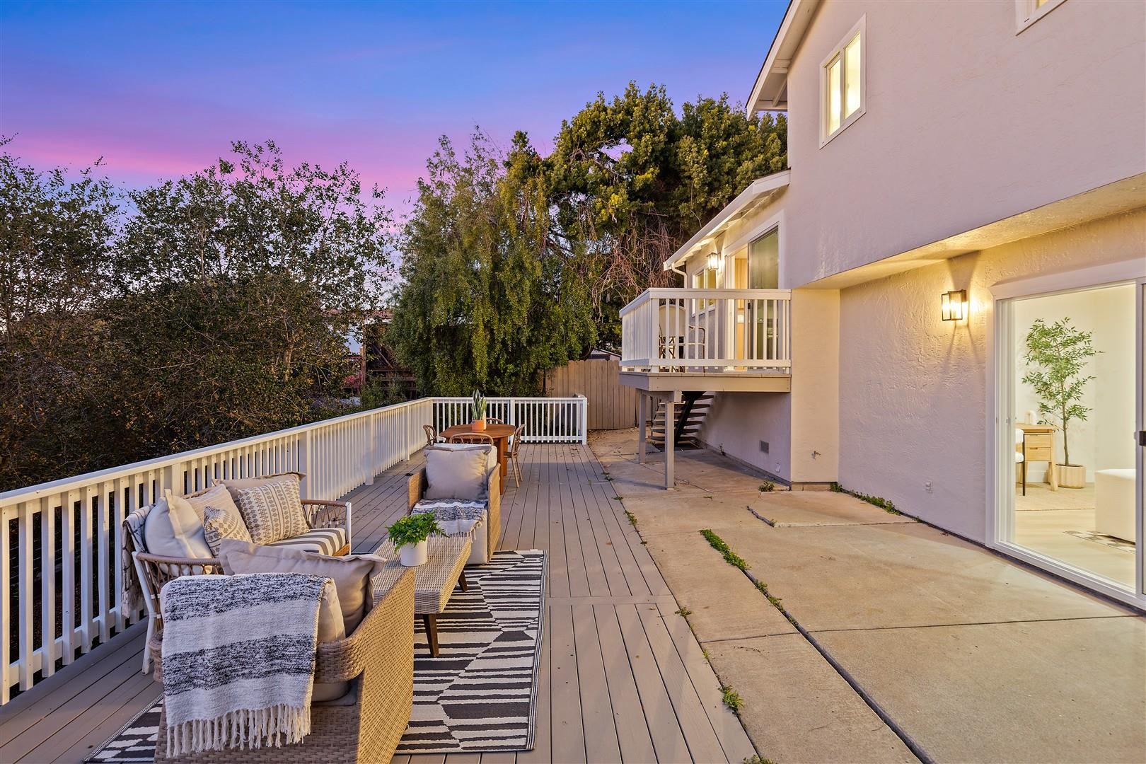 2973 Ralston Way Hayward, CA 94541 - Photo 39 of 55 Deck at dusk featuring outdoor lounge area and stairs