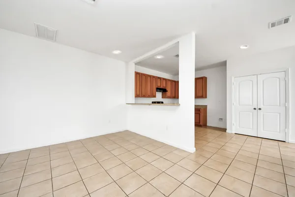 a view of a livingroom with wooden floor