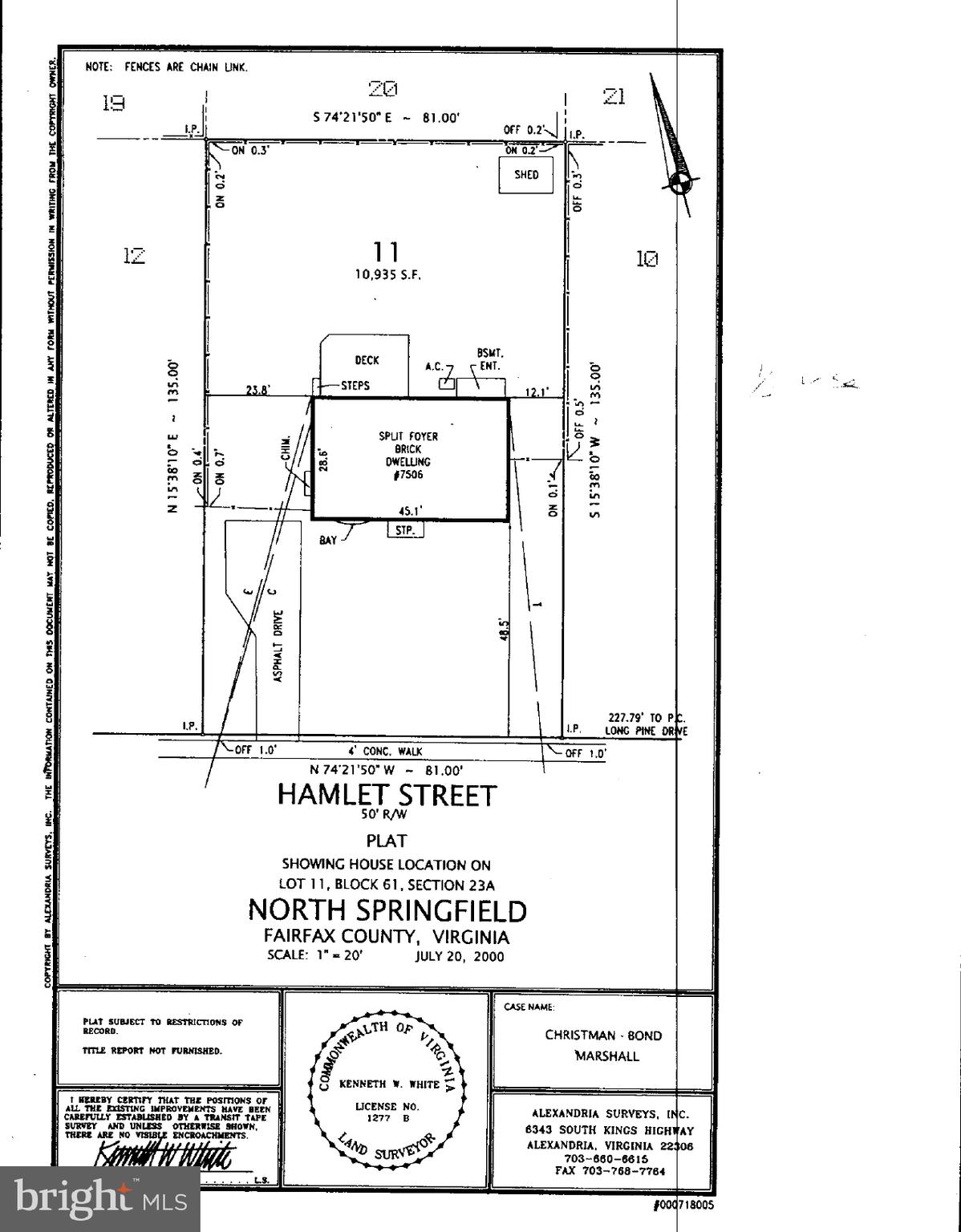 7506 Hamlet Street Springfield, VA 22151 - Photo 38 of 40 Plat