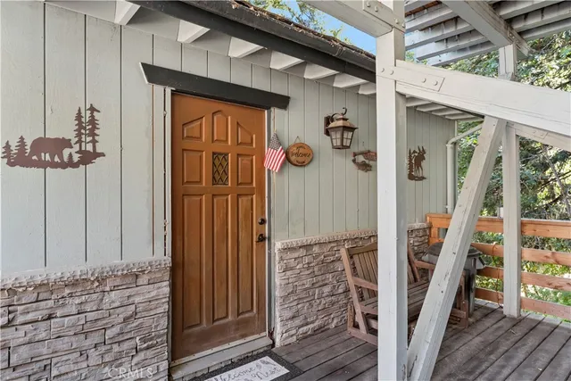 a view of a door with wooden door